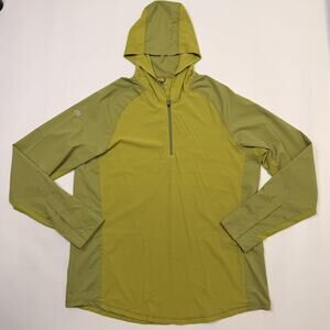 Club Ride Hooded Windshirt Jacket Mens Medium Green 1/4 Zip Cycling Lightweight